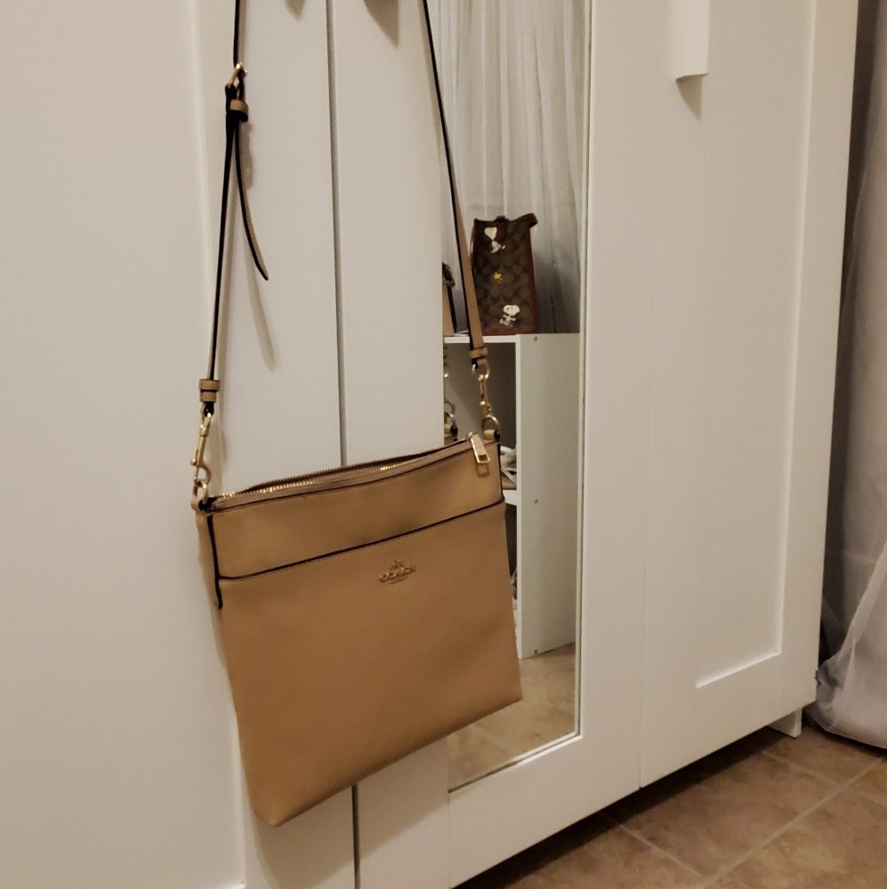 Taupe Coach Cross Grain Messenger Bag